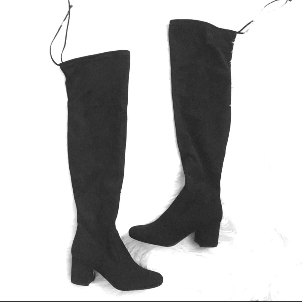 Black over knee high boots